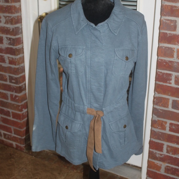 Cabela's Jackets & Blazers - Cabela's lightweight jacket Heather blue snap closure brown suede trim SMALL…EUC